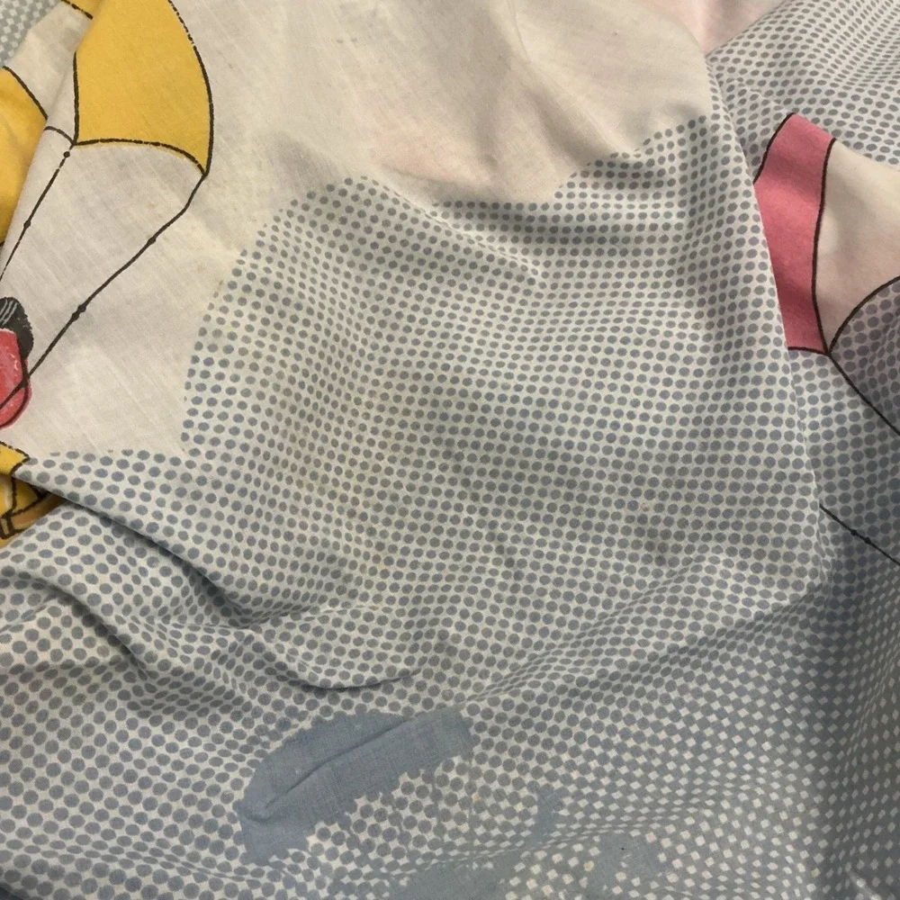 Vintage Muppet Babies Twin Fitted Flat Sheet Kermit Miss Piggy 1980s Blue Set
